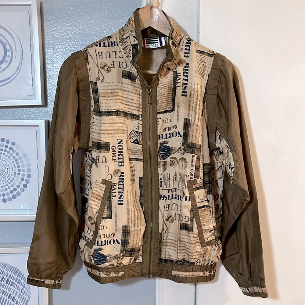 VINTAGE EVR Rousso Apparel Silk Windbreaker Removable Sleeves Jacket Size S